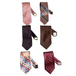 Lot of 6 Patterned Striped Solid Colors Formal Business Mens Neckties